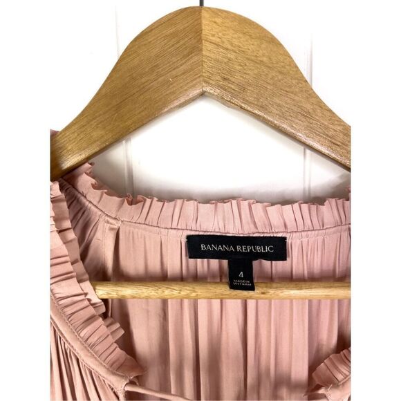Banana Republic Banana Republic Blush Soft Satin Ruffle Dress Size 4 - Picture 12 of 14